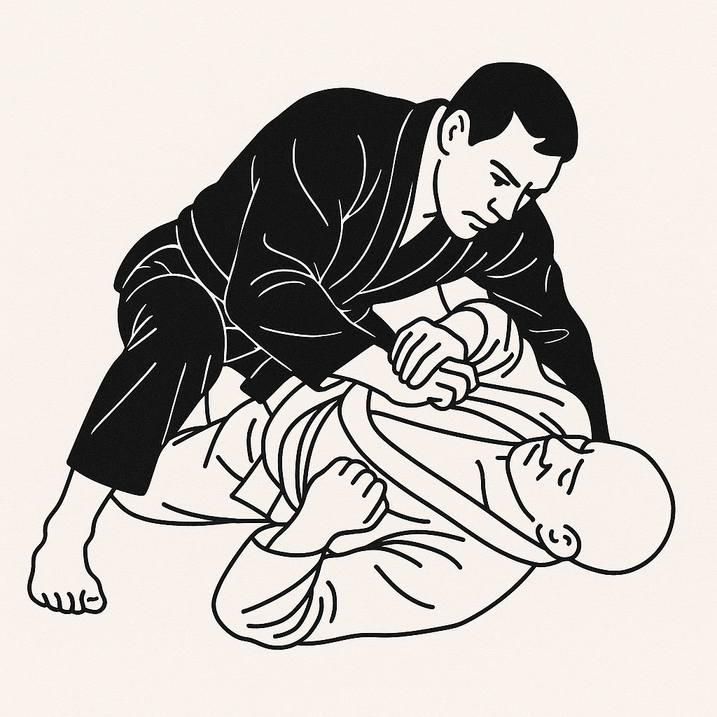 Two grapplers in a calm struggle, symbolizing composure inside the fight.